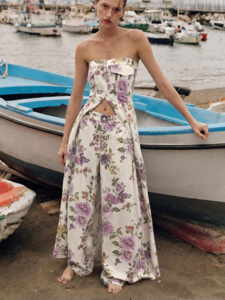 Pantalon à Imprimé Fleuri