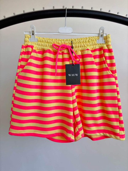 Short Rayé Fluide Orange et Jaune
