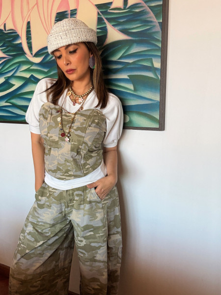 Bustier Corset Imprimé Camouflage