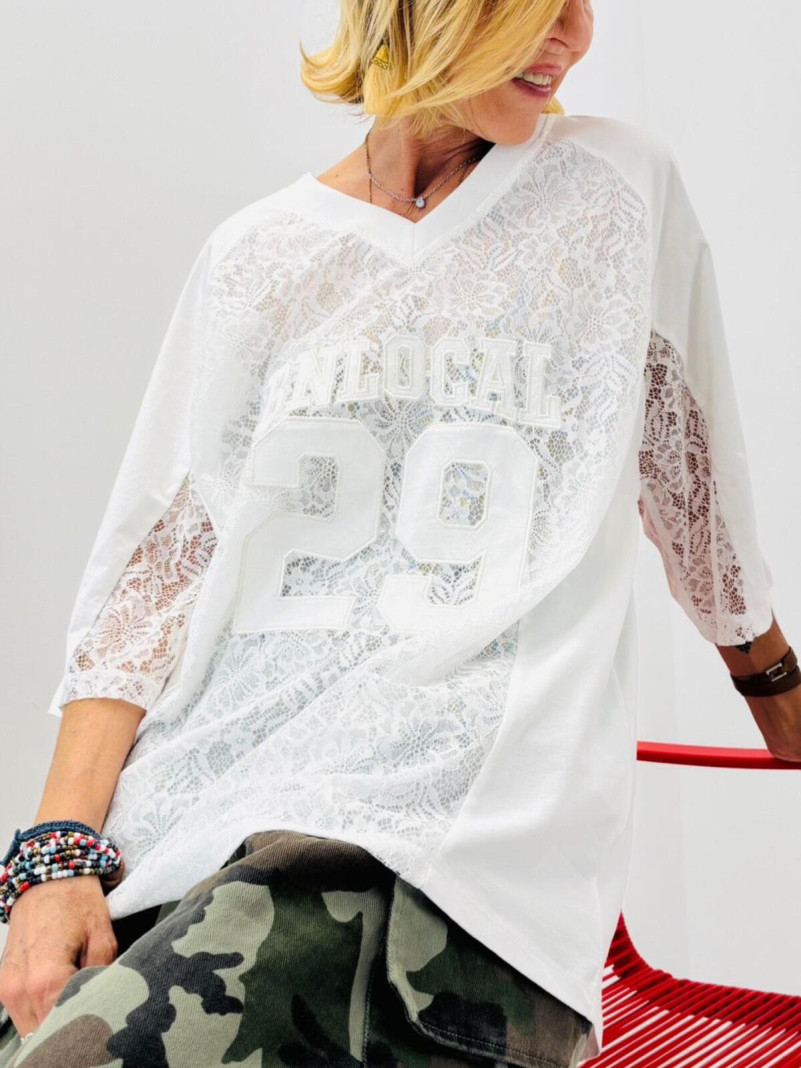 T-shirt Détails Dentelle...