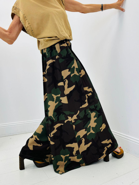 Pantalon-Jupe Large Imprimé Camouflage