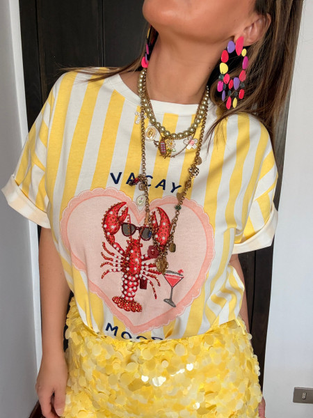 T-shirt Blanc Imprimé Homard Pop