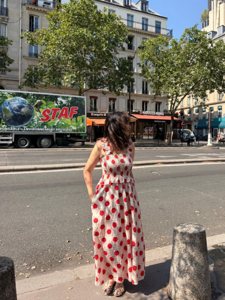 Robe Fluide à Imprimé Tomates Rétro