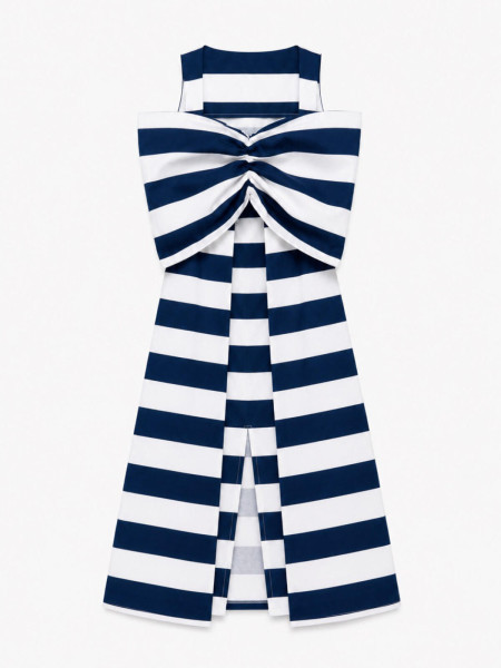 Robe Graphique à Rayures avec Nœud Élégant