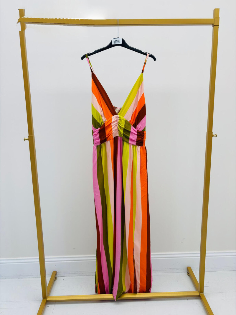 Robe Longue Rayée Multicolore