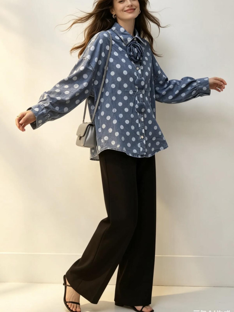 Chemise en Jean à Pois et...
