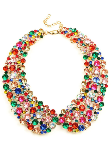 Collier Ras de Cou Cristaux Multicolores
