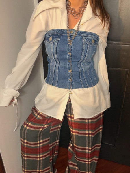 Bustier en denim foncé