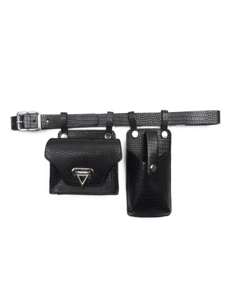 Ceinture croco noir triangle argent