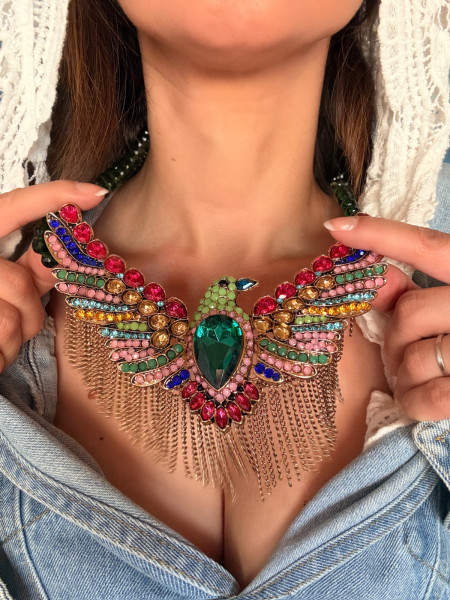 Collier plastron Pendentif Phénix