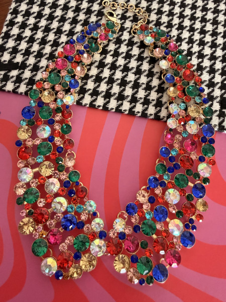 Collier Ras de Cou Cristaux Multicolores