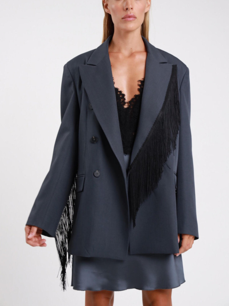 Blazer Croisé à Franges Col...