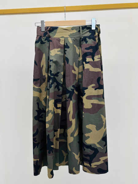 Pantalon Jupe-Culotte Fluide Imprimé Camouflage