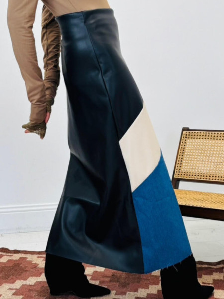 Jupe Longue simili & denim