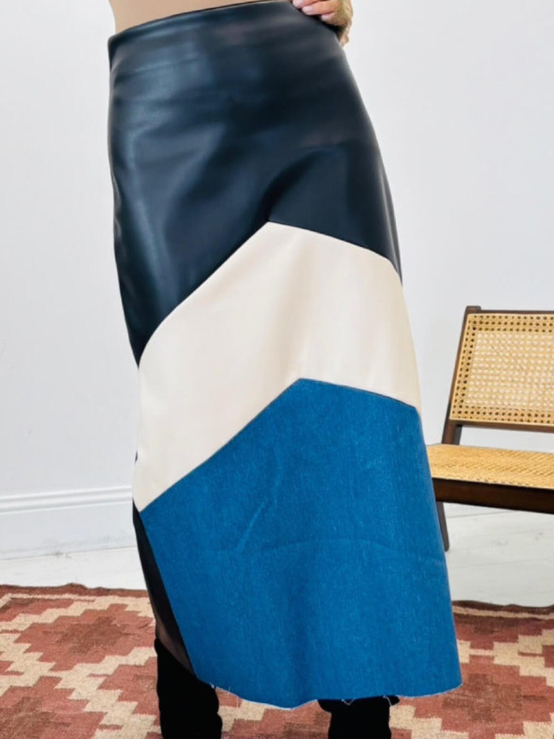 Jupe Longue simili & denim