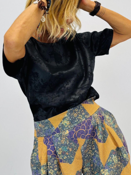 Bermuda Jupe-Culotte à Imprimé Patchwork Ethnique & Écailles