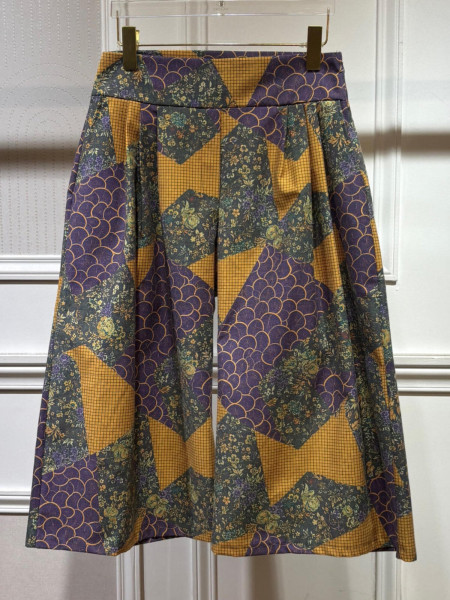 Bermuda Jupe-Culotte à Imprimé Patchwork Ethnique & Écailles
