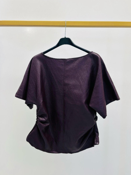 Top Ample en Simili-cuir Prune