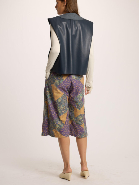 Bermuda Jupe-Culotte à Imprimé Patchwork Ethnique & Écailles