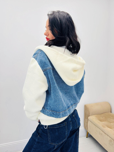 Sweat zip bi-matière