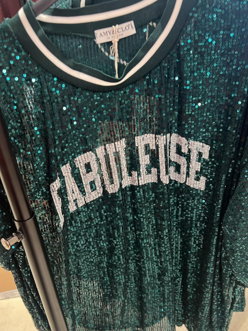 Top Paillettes Vert...
