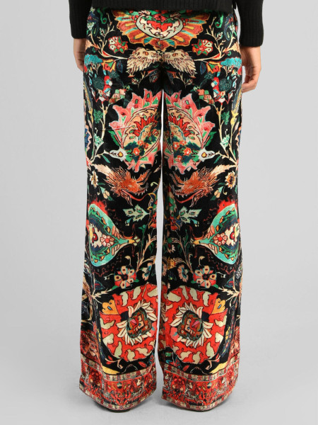 Pantalon Fluide Velours Motif Tapisserie Orientale