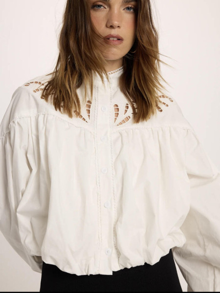 Chemise Blouse 'Boule' à Broderies Anglaises (Blanche)