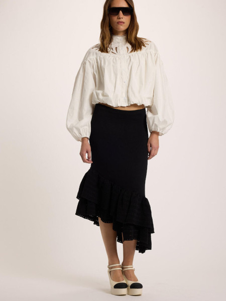 Chemise Blouse 'Boule' à Broderies Anglaises (Blanche)