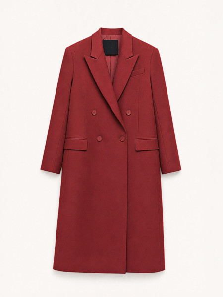 Manteau Long Tailleur Couleur Rouille à Boutonnage Croisé