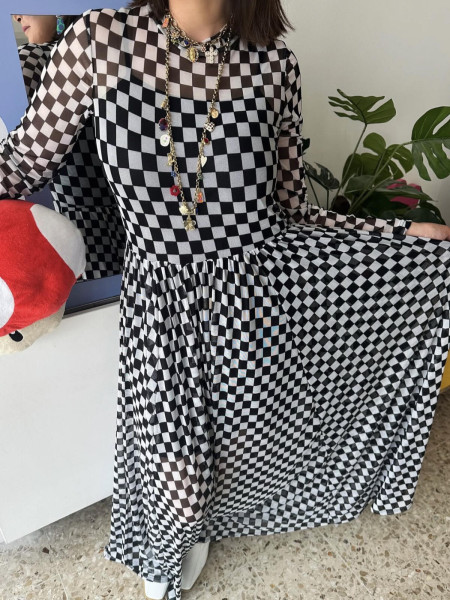 Robe maxi Damier