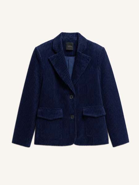 Blazer Structuré en Velours Côtelé (Camel & Bleu Marine)