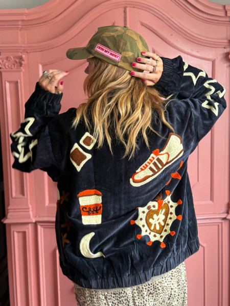 copy of Bomber en Velours Noir Broderies & Patchs Pop