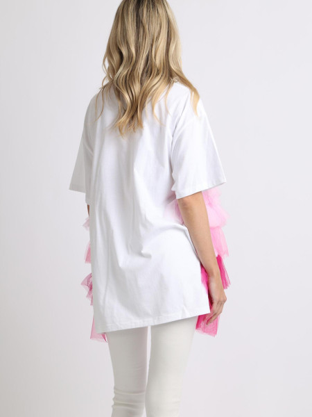 copy of T-Shirt Oversize avec Volants en Tulle (Blanc & Noir)